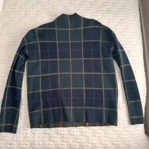 Tahari S Green Plaid Long-Sleeve Sweater